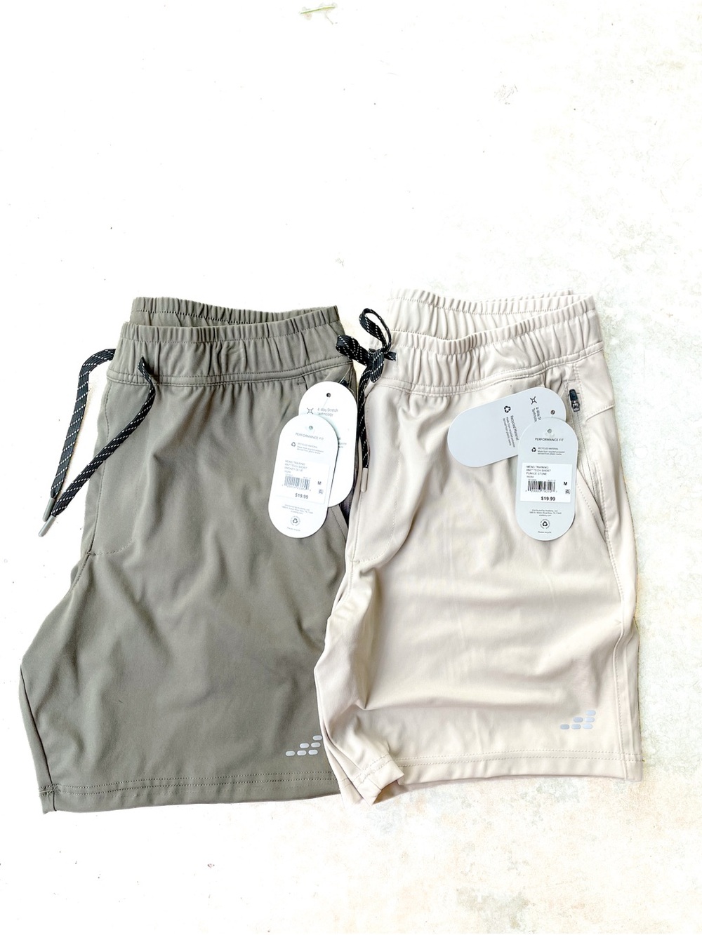 NWT BCG Men’s Medium Performance Shorts 2-Pair Bundle Green Beige